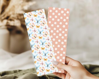 Butterfly & Flower Laminated Bookmark Set: Book Lover Gift