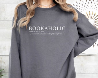 Bookaholic-sweater: ringgesponnen katoenen boekenliefhebber met ronde hals