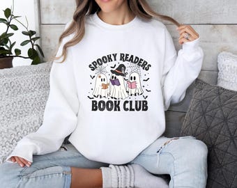 Spooky Readers Book Club-sweater, halloweenspook, ronde hals