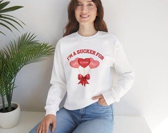 I'm A Sucker For Romance-trui, valentijnsboektrui, hartenboektrui, roze trui, romantische boektrui