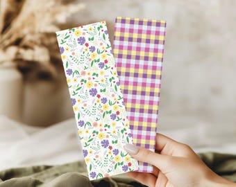 Floral & Checkered Laminated Bookmark Set: Book Lover Gift