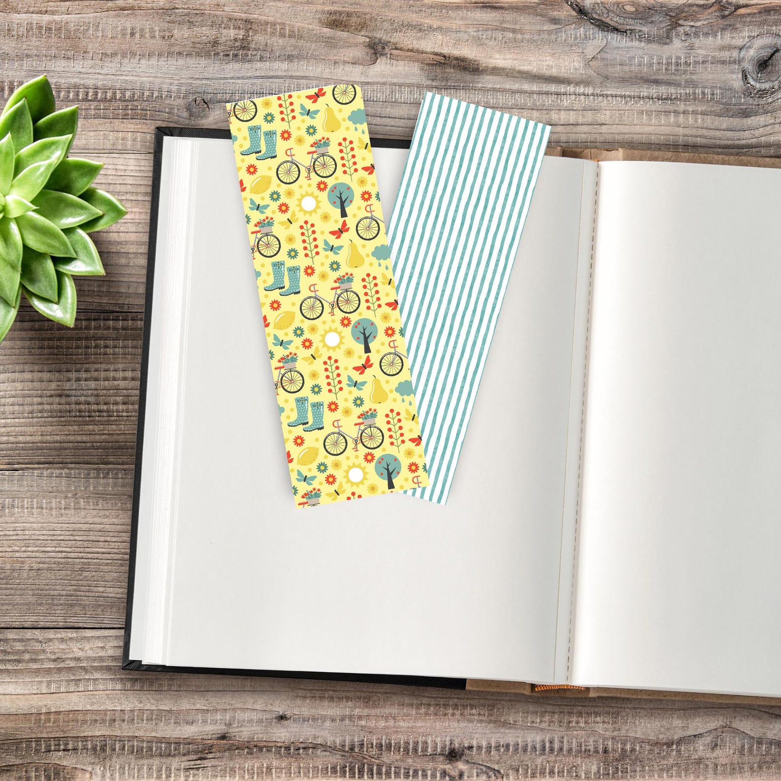 Spring Floral Laminated Bookmark Set: Teal Stripes, Book Lover Gift - Etsy