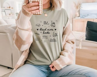 Read More Books T-Shirt: Garment-Dyed Unisex Tee, Book Lover Gift