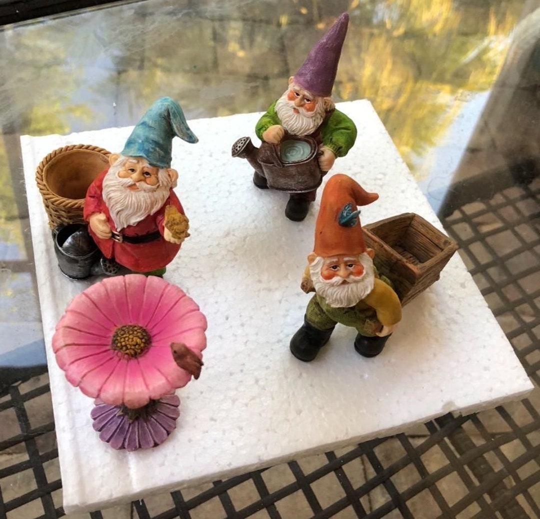 Set of 4 Miniature Garden Gnomes 3.5 Inches High Gnome Etsy