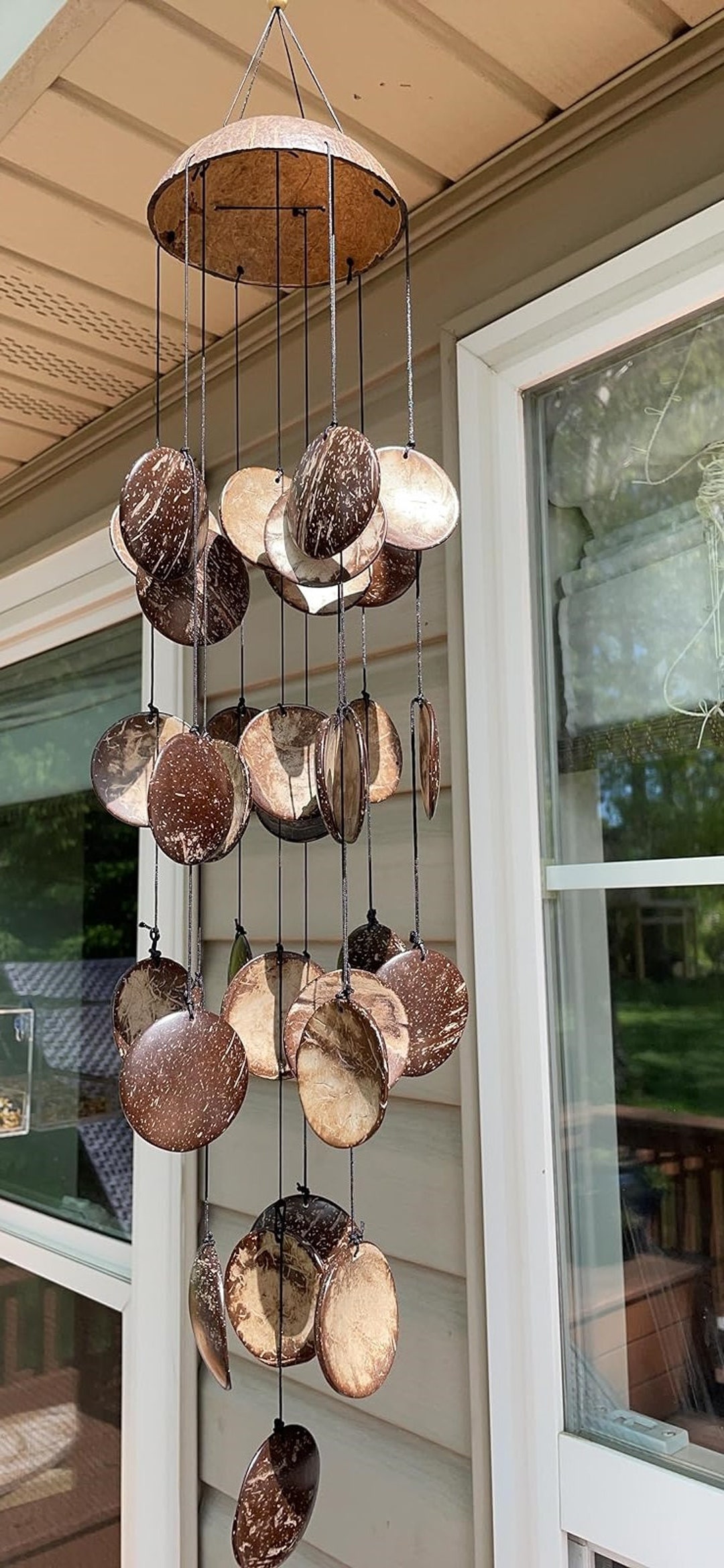 Wooden Wind Chimes Made From Coconut Shells Wind Catcher Etsy