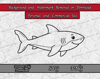 Baby Shark SVG PNG, Minimalist Shark Line Art, Cut File, Kids Art, Kids T-shirt, Baby Shark Clip Art, Cricut, Laser, Glowforge, Dye Sub