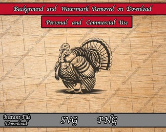 Simple Wild Turkey SVG, Turkey Gobbler, Gobbler Displaying, Turkey Hunting, Turkey Clipart, Laser Cut File, Turkey PNG, Thanksgiving Turkey