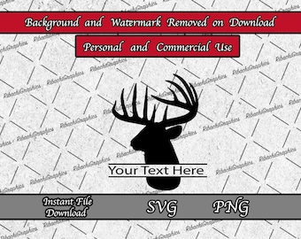 Deer Head Monogram, Deer Head Silhouette SVG PNG, Whitetail Buck, Deer Head SVG, Hunting Monogram, Cricut File, Deer svg, Laser, Deer Antler