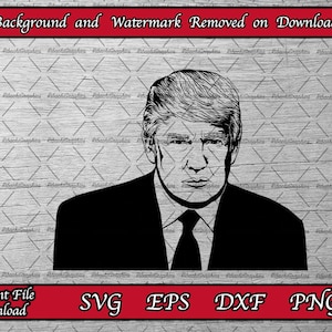 Donald Trump Portrait: Line Art Clipart (SVG, PNG, DXF)