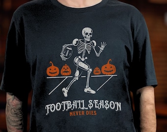 funny skeleton football shirt, skeleton shirt, football lover tee, halloween skeletons tshirt, gift spookyseason football player fan tshirt