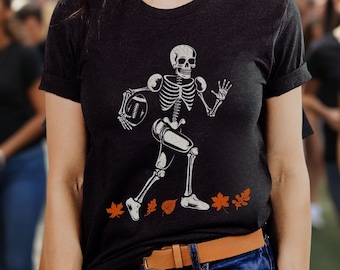 funny skeleton football shirt, skeleton shirt, football lover tee, halloween skeletons tshirt, gift spookyseason football player fan tshirt