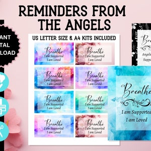Digital Positive Affirmation Cards, Mindfulness Cards, Guardian Angel Cards, Positive Cards, Vision Board Printables, Self Care Printables
