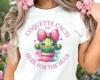 Coquette Trendy Aesthetics, Coquette Clothing, Cute Coquette, Trendy Coquette Shirt, Cactus Plant Lover Gift, Pink Bow Shirt, Girly Gifts