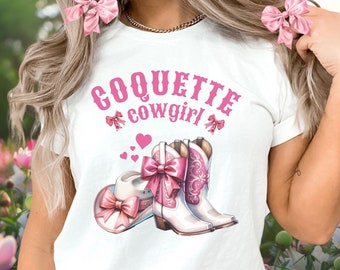 Coquette Cowgirl, Coquette Trendy Aesthetics, Coquette Clothing, Cute Coquette, Trendy Coquette Shirt, Western Pink Bow Shirt, Girly Gifts