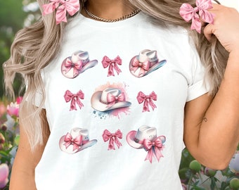 Coquette Cowgirl, Coquette Trendy Aesthetics, Coquette Clothing, Cute Coquette, Trendy Coquette Shirt, Western Pink Bow Shirt, Girly Gifts