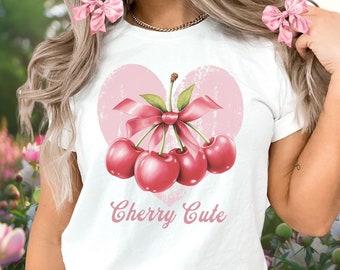 Coquette Cherry Shirt, Coquette Trendy Aesthetics, Coquette Clothing, Cute Coquette, Trendy Coquette Shirt, Pink Bow Shirt, Girly Gifts