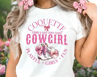 Coquette Cowgirl, Coquette Trendy Aesthetics, Coquette Clothing, Cute Coquette, Trendy Coquette Shirt, Western Pink Bow Shirt, Girly Gifts