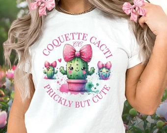 Coquette Trendy Aesthetics, Coquette Clothing, Cute Coquette, Trendy Coquette Shirt, Cactus Plant Lover Gift, Pink Bow Shirt, Girly Gifts