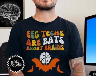 Funny Halloween groovy EEG Tech technician brain shirt, halloween EEG Tech gift, spooky cute tee, eeg tech brain t-shirt, funny leg tech tee
