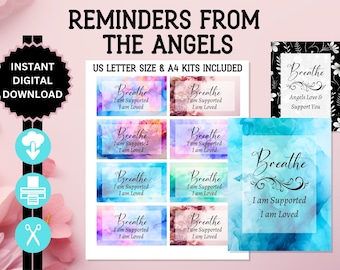 Digital Positive Affirmation Cards, Mindfulness Cards, Guardian Angel Cards, Positive Cards, Vision Board Printables, Self Care Printables