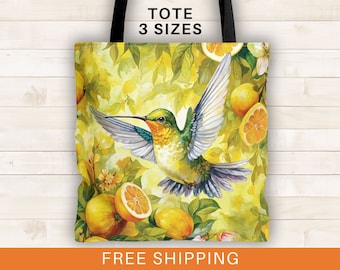 Hummingbird tote bag, gifts for gardeners, gardening bag, gift for mom, grandma gift, cruise tote, floral tote bag shoulder bag, totebag