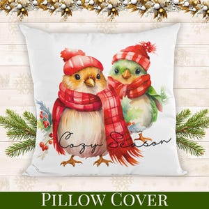 Christmas Birds Pillow Cover, Nature Decor, Cozy Winter Decor,  Home Decor Gift, Christmas Bird Decoration, Christmas Housewarming Gifts