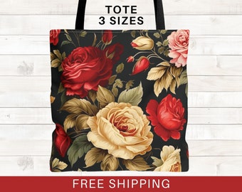 Floral tote bag, gifts for gardeners, gardening bag, gift for mom, grandma gift, cruise tote, floral tote bag shoulder bag, totebag