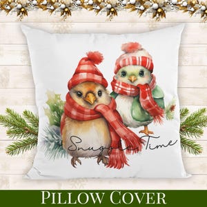 Christmas Birds Pillow Cover, Nature Decor, Cozy Winter Decor,  Home Decor Gift, Christmas Bird Decoration, Christmas Housewarming Gifts