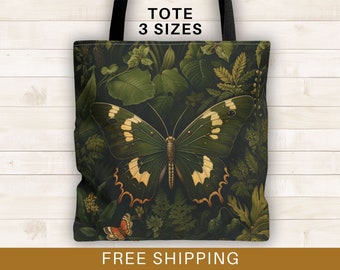 Moth tote bag, colorful boho moth tote bag, wiccan tote bags, whimisgoth, magical moth, cottagecore, butterfly tote bag, reusable market bag