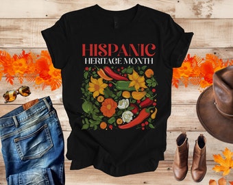 Heritage Month shirt, Mexican flowered shirt, floral Hispanic shirt, National Hispanic shirt, 2024 Mexican tshirt, Mexican tee, Latina Gift