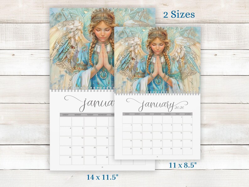 2026 Angel Wall Calendar — Spiritual Calendar — heavenlyl Art — A Year ...