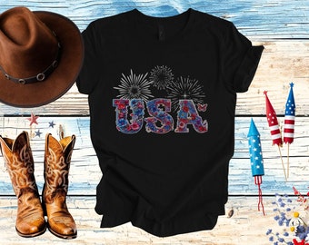 USA shirt, Fourth of July Shirt, Patriotic Shirt, Fourth of July Gift, wildflowers shirt, Fourth of July tee, patriotic tee, USA tee