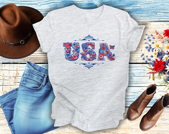 USA shirt, Fourth of July Shirt, Patriotic Shirt, Fourth of July Gift, wildflowers shirt, Fourth of July tee, patriotic tee, USA tee