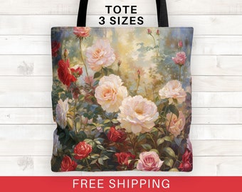 Pink floral tote bag,gifts for gardeners,gift for mom, grandma gift, cruise tote, floral tote bag shoulder bag, totebag, coquette tote bag