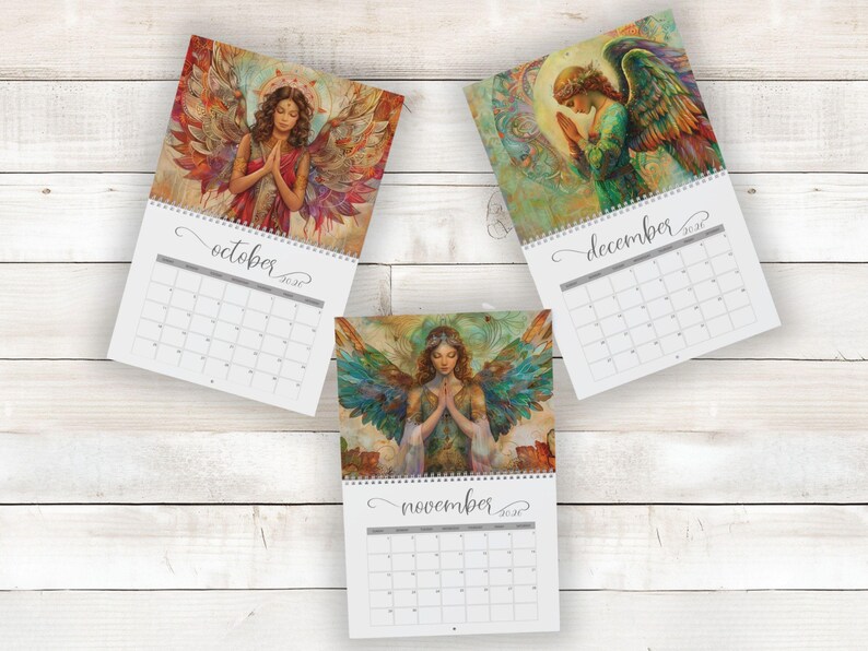 2026 Angel Wall Calendar — Spiritual Calendar — heavenlyl Art — A Year ...