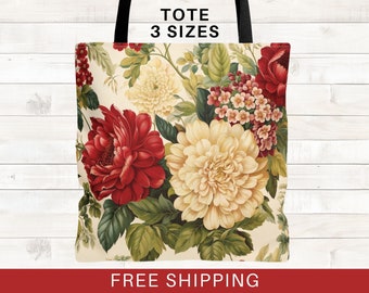 Floral tote bag, gifts for gardeners, gardening bag, gift for mom, grandma gift, cruise tote, floral tote bag shoulder bag, totebag