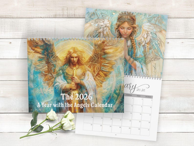 2026 Angel Wall Calendar — Spiritual Calendar — heavenlyl Art — A Year ...