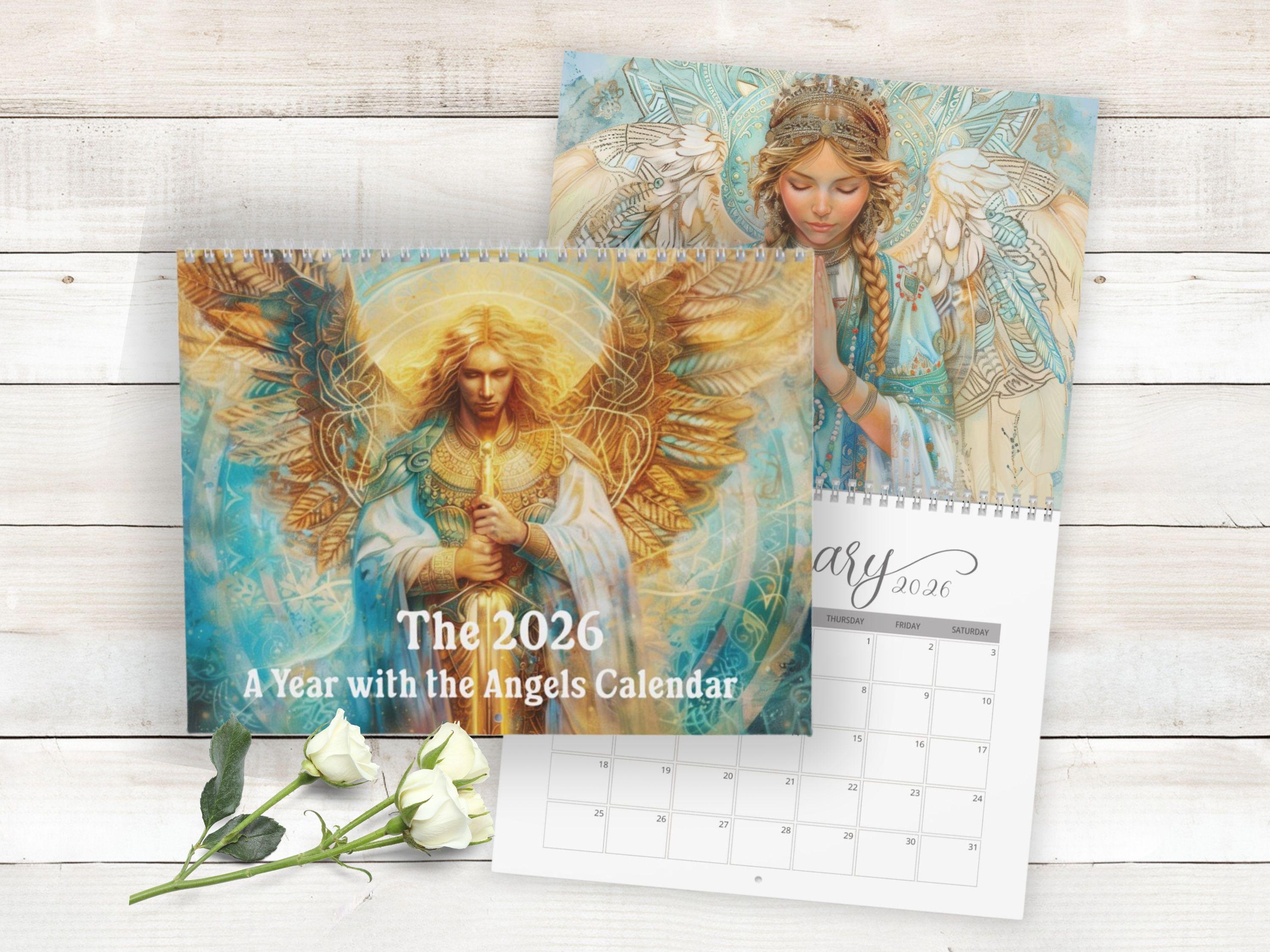 2026 Angel Wall Calendar — Spiritual Calendar — heavenlyl Art — A Year ...