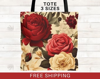 Floral tote bag, gifts for gardeners, gardening bag, gift for mom, grandma gift, cruise tote, floral tote bag shoulder bag, totebag