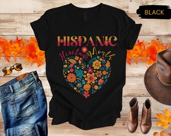 Heritage Month shirt, Mexican flowered shirt, floral Hispanic shirt, National Hispanic shirt, 2024 Mexican tshirt, Mexican tee, Latina Gift