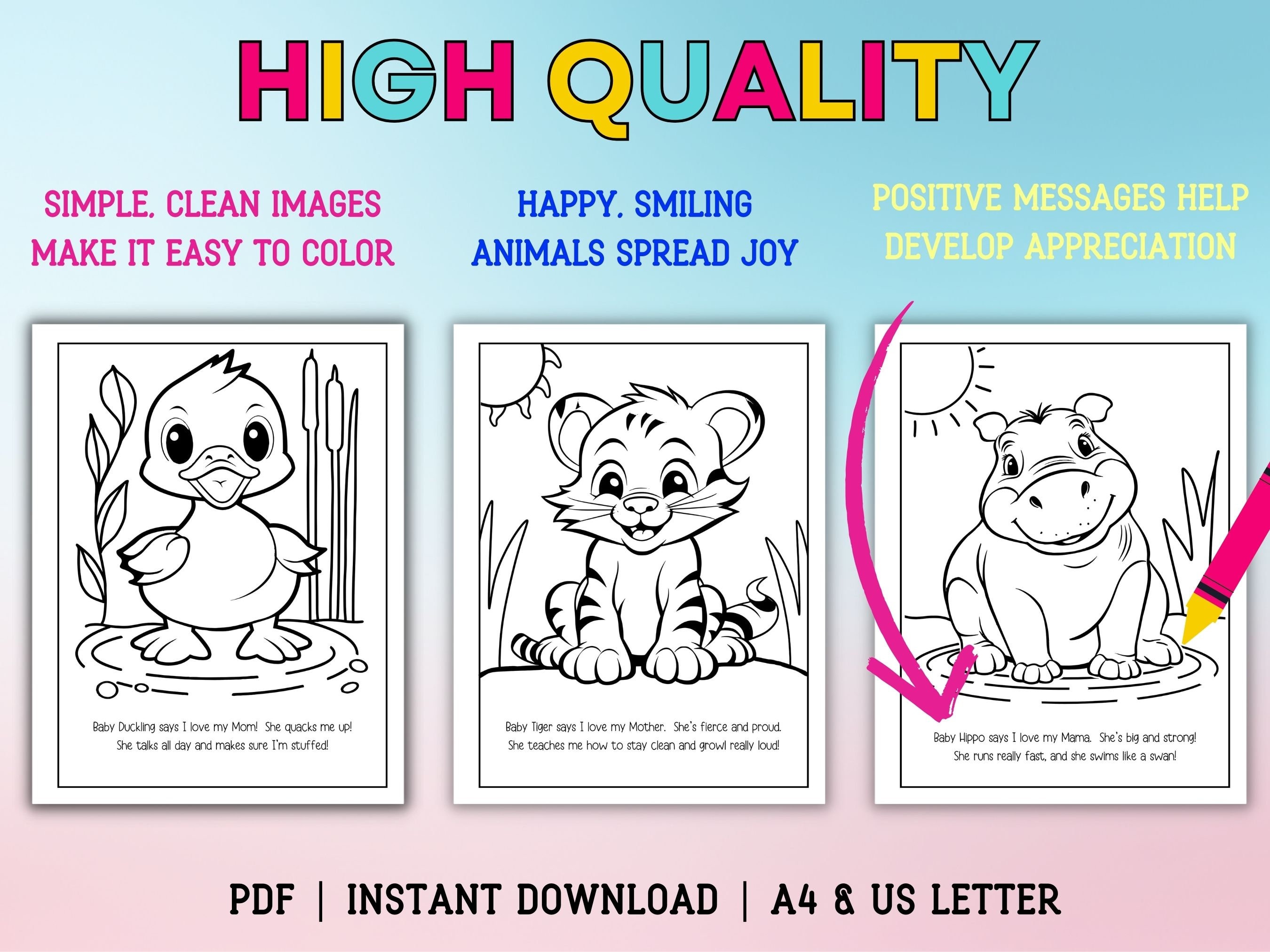 101 Baby Animals Coloring Book for Toddlers and Preschool, Printable ...