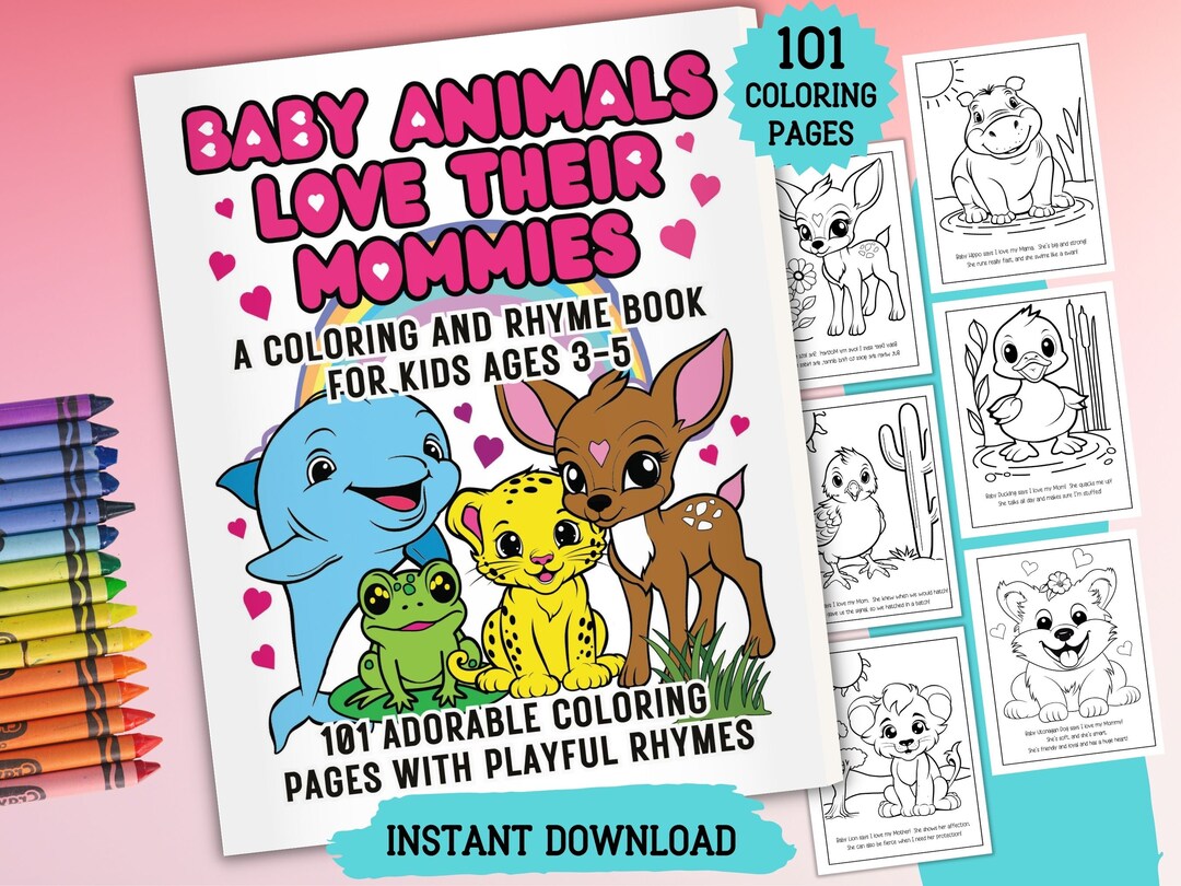 101 Baby Animals Coloring Book for Toddlers and Preschool, Printable ...