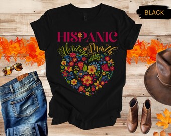 Heritage Month shirt, Mexican flowered shirt, floral Hispanic shirt, National Hispanic shirt, 2024 Mexican tshirt, Mexican tee, Latina Gift