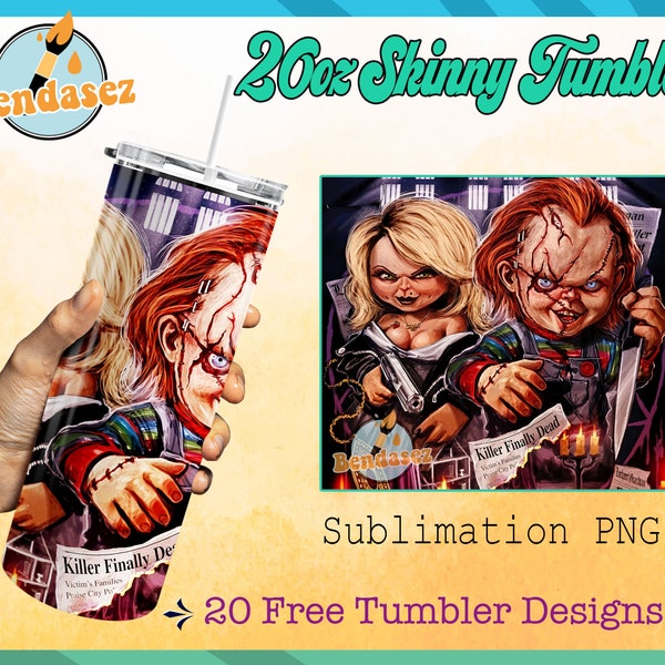 Horror Movies 20oz Skinny Tumbler PNG Straight & Tapered, Halloween Tumbler Wrap, Horror PNG Sublimation, Digital Files