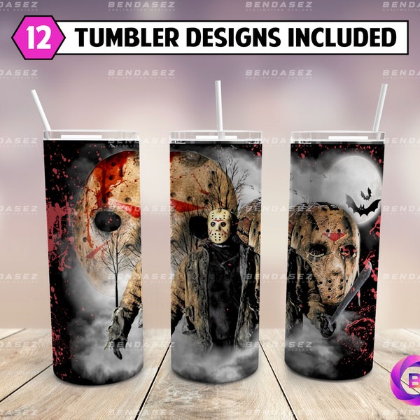 Horror Skinny 20 oz Tumbler Sublimation Design PNG - Movie Character Tumbler Straight and Tapered PNG Descarga instantánea