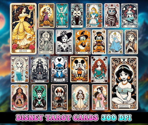 25 Halloween Cartoon Tarot PNG Bundle, Halloween PNG Bundle, Halloween Tshirt Design, Digita Download, Commercial Use