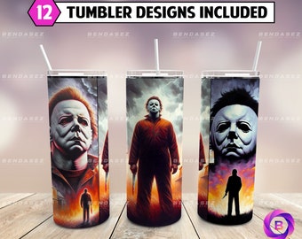Horror Skinny 20 oz Tumbler Sublimation Design PNG - Movie Character Tumbler Straight and Tapered PNG Descarga instantánea