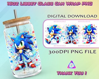 Envoltura de lata de vidrio de 16 oz con personaje de dibujos animados PNG, diseño de sublimación de vidrio Libbey con personaje de película PNG, descarga instantánea