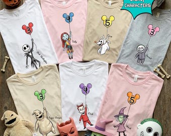 Personalized Jack Skellington Balloon Shirt, Vintage The Pumpkin King Shirt, Retro Disney Cartoon Family Matching Tee, Birthday Gift For Kid