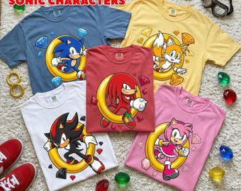 Custom Vintage Sonic the Hedgehog Shirt, Retro Sonic Ring T-Shirt, Sonic Family Matching Tee, Birthday Gift For Kids, Video Game 2026 Shirt